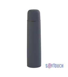 Термос "Родос", покрытие soft touch, 1 л., серый с логотипом