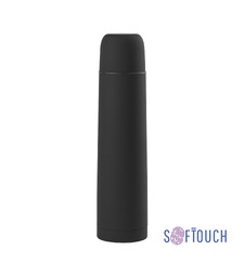 Термос "Родос", покрытие soft touch, 1 л., черный с логотипом