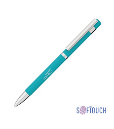 Ручка шариковая "Mars", покрытие soft touch, бирюзовый с логотипом