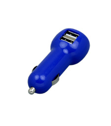 Автомобильная зарядка CC-01, 2 USB порта, синий цвет. с логотипом