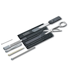 Швейцарская карточка VICTORINOX SwissCard Classic, 10 функций, полупрозрачная чёрная с логотипом