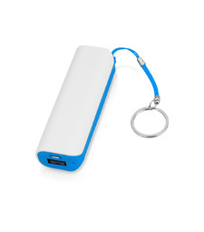Портативное зарядное устройство (power bank) Basis, 2000 mAh, белый/светло-голубой с логотипом