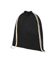 Рюкзак со шнурком Tenes из хлопка плотностью 140 г/м2, черный с логотипом