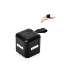 Портативная колонка TWS с подсветкой лого Tiny, 3 Вт, черный с логотипом