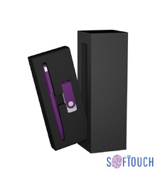 Набор ручка + флеш-карта 16 Гб в футляре, покрытие soft touch, фиолетовый с логотипом