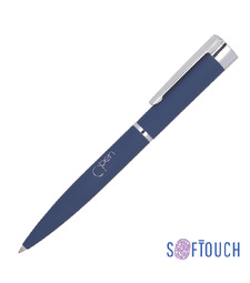 Ручка шариковая "Alice", покрытие soft touch, темно-синий с логотипом