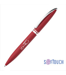Ручка шариковая "Rocket", покрытие soft touch, красный с логотипом