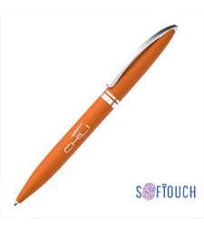Ручка шариковая "Rocket", покрытие soft touch, оранжевый с логотипом