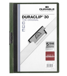 220032 Папка с клипом DURACLIP ORIGINAL 30 зеленая с логотипом
