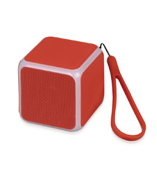 Портативная колонка Cube с подсветкой, красный с логотипом