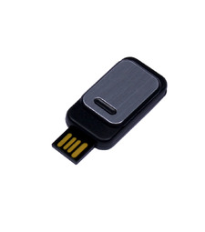 USB-флешка промо на 32 Гб прямоугольной формы, выдвижной механизм, черный с логотипом
