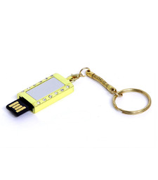 USB-флешка на 8 Гб в виде Кулона с кристаллами, мини чип, золотой с логотипом