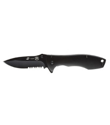Нож складной Stinger, 80 мм, (чёрный), материал рукояти: сталь/алюминий (чёрный) с логотипом
