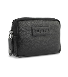Ключница BUGATTI ЭЛЬЗА | ELSA, с защитой данных RFID, чёрная, воловья кожа/полиэстер, 11х2х7 см с логотипом
