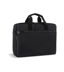 Портфель мужской BUGATTI БЛАНК ОБЛЕГЧЕННАЯ | BLANC DELIGHT, чёрный, нейлон RPET600D/тарпаулин/полиэстер, 40х10х29 см, 10 л с логотипом