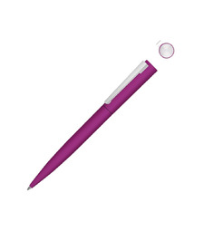 Металлическая шариковая ручка soft touch Brush gum, розовый с логотипом