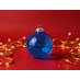 Стеклянный елочный шар Christmas bauble, синий прозрачный, с серебристым колпачком в черной коробке с логотипом