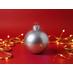 Стеклянный елочный шар Christmas bauble, серебро, металлик, с серебристым колпачком в черной коробке с логотипом