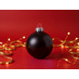 Стеклянный елочный шар Christmas bauble, черный металлик, с серебристым колпачком в черной коробке с логотипом
