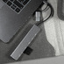 USB-хаб ROOT 8 в 1, серый, алюминий с логотипом