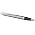 Ручка шариковая Parker IM Essential Stainless Steel CT, серебристая с черным с логотипом