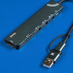 USB-хаб STEM 7 в 1, серый, алюминий с логотипом