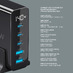 Зарядная станция 3xUSB Type-C, 2xUSB, PD, QC, 140Вт, черный, Deppa с логотипом