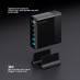 Зарядная станция 3xUSB Type-C, 2xUSB, PD, QC, 140Вт, черный, Deppa с логотипом