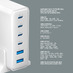 Зарядная станция 4xUSB Type-C, 2xUSB, PD, QC, 160Вт, белый, Deppa с логотипом