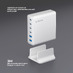 Зарядная станция 4xUSB Type-C, 2xUSB, PD, QC, 160Вт, белый, Deppa с логотипом