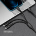 Дата-кабель Armor 3 в 1: micro USB, USB-C, Ligthning, 1.2м, черный, Deppa с логотипом
