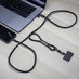 Шнурок-держатель для телефона с зарядным кабелем USB-C на USB-C/Lightning Lany Eco Charge, серый с логотипом