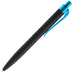 Ручка шариковая Prodir QS01 PRT-T Soft Touch, черная с голубым с логотипом