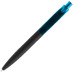 Ручка шариковая Prodir QS01 PRT-T Soft Touch, черная с голубым с логотипом