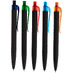 Ручка шариковая Prodir QS01 PRT-T Soft Touch, черная с голубым с логотипом